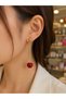 Gold Color Cherry Figured Dangle Earrings for Women – Stylish Design with Long Chain Detail