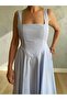 Waist Flounce Poplin Midi Dress