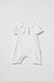 Baby Girl Cotton Ecru Bow Collar Short Jumpsuit