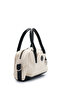 Silver Ring Detailed Women's Crossbody Bag Plain Linen Black - 2
