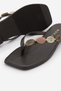 Women's Flip-Flops with Blunt Toe and Stones, Daily Slippers, Nukas Brown - 6