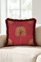 Tropical Leaf Motif Fringed Pillowcase - Exotic Gold Burgundy Tassel Throw Pillow Cover - 5