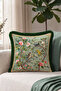Flower Bird Patterned Spring Garden Fringed Pillowcase-Natural Figured Bohemian Black Tassel Throw Pillow Cover