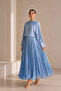 Pleated Blue Skirt with Elastic Waist 0245 - 2