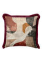 Abstract Geometric Patterned Fringed Pillowcase - Beige Anthracite Burgundy Tasseled Throw Pillow Cover - 5