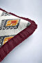 Ethnic Ikat Patterned Fringed Pillowcase - Authentic Anatolian Bohemian Gray Burgundy Tassel Throw Pillow Cover - 8