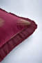 Tropical Leaf Motif Fringed Pillowcase - Exotic Gold Burgundy Tassel Throw Pillow Cover - 8