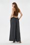 Women's Anthracite Italian 100% Linen Straw Belted Pleated Wide Leg Linen Trousers 40 - 46 Size - 3