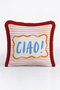 Bohemian Striped Text Stylish Fringed Pillowcase - Retro Holiday Blue Ecru Red Tassel Throw Pillow Cover - 3