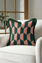 Geometric Art Deco Velvet Fringed Pillowcase - Zigzag Bohemian Powder Black Tassel Throw Pillow Cover - 2