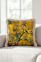 Japanese-Inspired Palace Fringed Pillowcase with Birds and Flowers - Spring Mustard Cream Tassel Throw Pillow Cover - 2