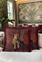 Leopard Figure Oriental Pattern Fringed Pillowcase-Exotic Animal Mink Burgundy Tassel Throw Pillow Cover - 3