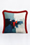 Abstract Painting Geometric Artistic Fringed Pillowcase - Eclectic Ecru Red Tassel Throw Pillow Cover - 7