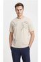 Oversize Crew Neck Beige Embroidered Men's T-Shirt - 2