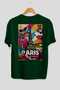 Paris France 4 Green Oversize Country City Back Printed Unisex T-Shirt 100% Cotton Premium