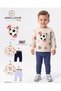 Soccer Ball Patterned 100% Cotton Soft Textured Men's Crew Neck Bottom Top Baby Kids Set - 3