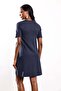 Navy Blue Crew Neck Basic Dress - 6