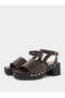 Studded Ankle Strap Block Heel Sandals - 2