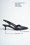 Zoey Black Open Back Buckle 5 cm Kitten Heel Stiletto - 2