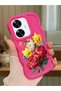 Realme C55 Compatible Case Camera Protector Red Silicone Couple Phone Case Floral Pattern
