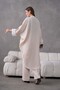 Women's Floral Embroidered Linen Kimono Top and Bottom Set - 8