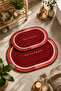 Non-Slip Based Washable 2-Piece Oval Red Bath Mat and Toilet Set – Modern Bathroom Rug - 3