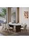 ORION DINING CHAIR FABRIC - BEIGE & WALNUT - 8