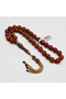 Antique German Musk & Silver Rosary 33 Beads 9.5x10mm Rust Red Prayer Beads 33g Gold Chain Tassel