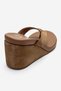 Pryon Earth Suede Genuine Leather Women's Flip-Flop Wedge Heeled Slippers - 5