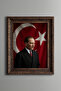 Ataturk in Front of the Turkish Flag - Vintage Patterned Painting - Thick Model