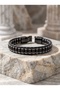 Onyx and Hematite Steel Braided Leather Men's Masculine Gift Bracelet 01899 - 4