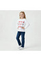 Crew Neck Long Sleeves T-shirt with Heart Print - 2