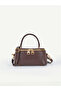 Women's Box Model Leather Handle Zippered Crossbody Handbag and Shoulder Bag - 2