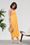 Yellow Cotton Long Summer Dress with Straps, Shoulder Tie, Gathered and Ruffled, for Women - 7