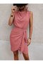 Women's Off-The-Shoulder Degaje Collar Cross Detail Side Tie Short Aerobin Dress - 3