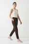 Brown Elastic Waist Pocketed Skinny Leg Trousers 3211 - 2