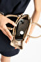 Mink Women's Cross Strap Hand and Shoulder Bag with Gold Accessories - 3