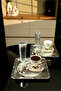 Set of 2 Square Stainless Steel Trays – Decorative Coffee and Tea Serving Tray with Embossed Pattern