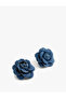 Women's Rose Earrings Denim Fabric - 2