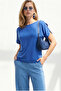 Women's Cobalt Blue Sleeveless Boat Neck Blouse Blz-19003434 - 4