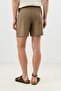 Khaki Lyocell Blended Pleated Men's Shorts - 2