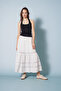 Cotton Long Skirt with Lace Detail