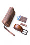 100% Genuine Crazy Cowhide Leather Set of 4 - Handbag, Belt, Card Holder, Keychain - Combination - 4