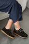 Casper Women's Lace-Up Genuine Suede Leather Casual Shoes Black
