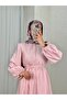 Taliz Stitched Detailed Voile Dress with Elasticated Sleeves-Pa9885 Pink - 2