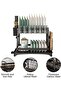 CozyNest Large Dish Drying Rack, 2-Tier Stainless Steel Kitchen Organizer with Utensil Holder, Cutting Board Rack & Drainage System, Black Dish Rack for Countertop - 7