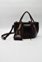 Women's Brown Drawstring Crossbody Hand and Shoulder Bag with Charm Accessories - 4