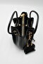 Women's Black Drawstring Crossbody Hand and Shoulder Bag with Charm Accessories - 7