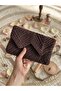 Women's Handbag Knitted Patterned Clutch Bag with Cover and Wrist Strap for Daily and Special Occasion Use Mink - 2