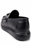 Men's Black, Patent Leather, Matte Tasseled Thick Sole Loafer Shoes, Laceless Casual Shoes - 7